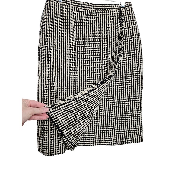 The Look Randolph Duke Black Cream Houndstooth Faux Wrap Skirt Size 10 - Picture 3 of 10